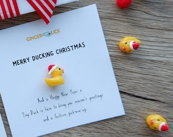 Funny Stocking Filler | Novelty Christmas GiFt | Merry Ducking Christmas | Xmas Gift Card | Tiny Duck | Custom Message | Secret Santa Gift
