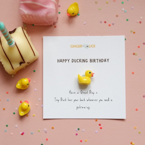Funny Birthday Card | Duck Birthday Card | Happy Ducking Birthday | Tiny Duck Birthday Gift with Personalised Message | Pun Card |