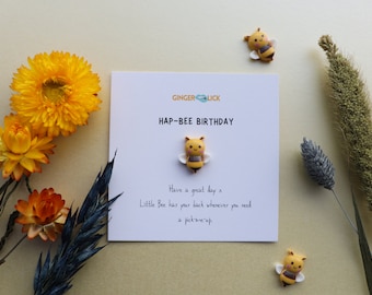 Cute birthday card | Hap-Bee Birthday! | Pun card | Birthday gift with personalised message | Bee | Bee birthday gift