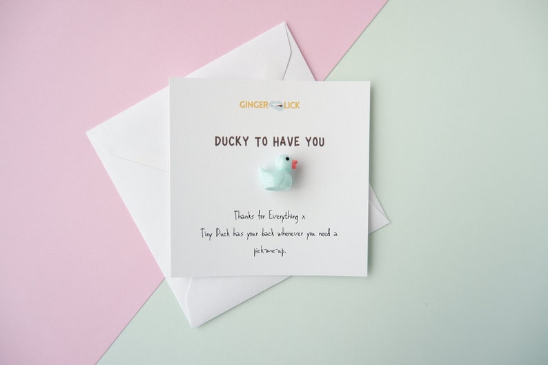 Cheer Up Gift | Thank You Card | Ducky to have you | Gift for Friend | Tiny Duck Keepsake with Custom Message | Cute Friendship Present 