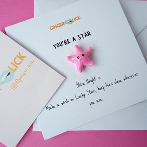 Thank You Card | Cheer Up Gift | Back To School | Thank You Teacher | You&#39;re A Star | Lucky Star Keepsake | Custom Message | Personalised