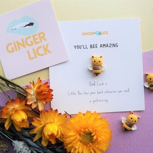 Glücksbringer | Glückskarte | Good Luck New Job | Abschiedsgeschenk | Du wirst bee Amazing | Glücksmaskotchen | Benutzerdefinierte Nachricht | Neues Kapitel