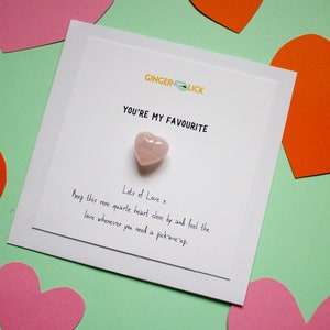 Biglietto di anniversario per la moglie della ragazza / Regalo del migliore amico / Pensando a te / Invia un po 'd'amore / Cuore di quarzo rosa / Sei il mio preferito /