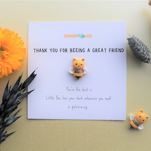 Regalo de ánimo / Tarjeta de agradecimiento / Gracias por ser un gran amigo / Regalo para un amigo / Recuerdo de abeja con mensaje personalizado / Amigo presente