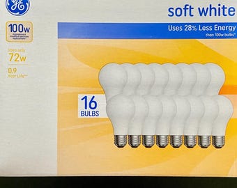GE 100W Soft White Light Bulbs Standard Base – Dimmable Warm Light – 16 Pack   (Classic Style)
