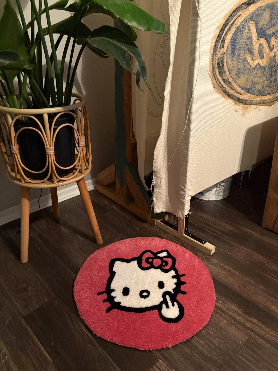 Hello Kitty (middle Finger) Circle Rug - Etsy