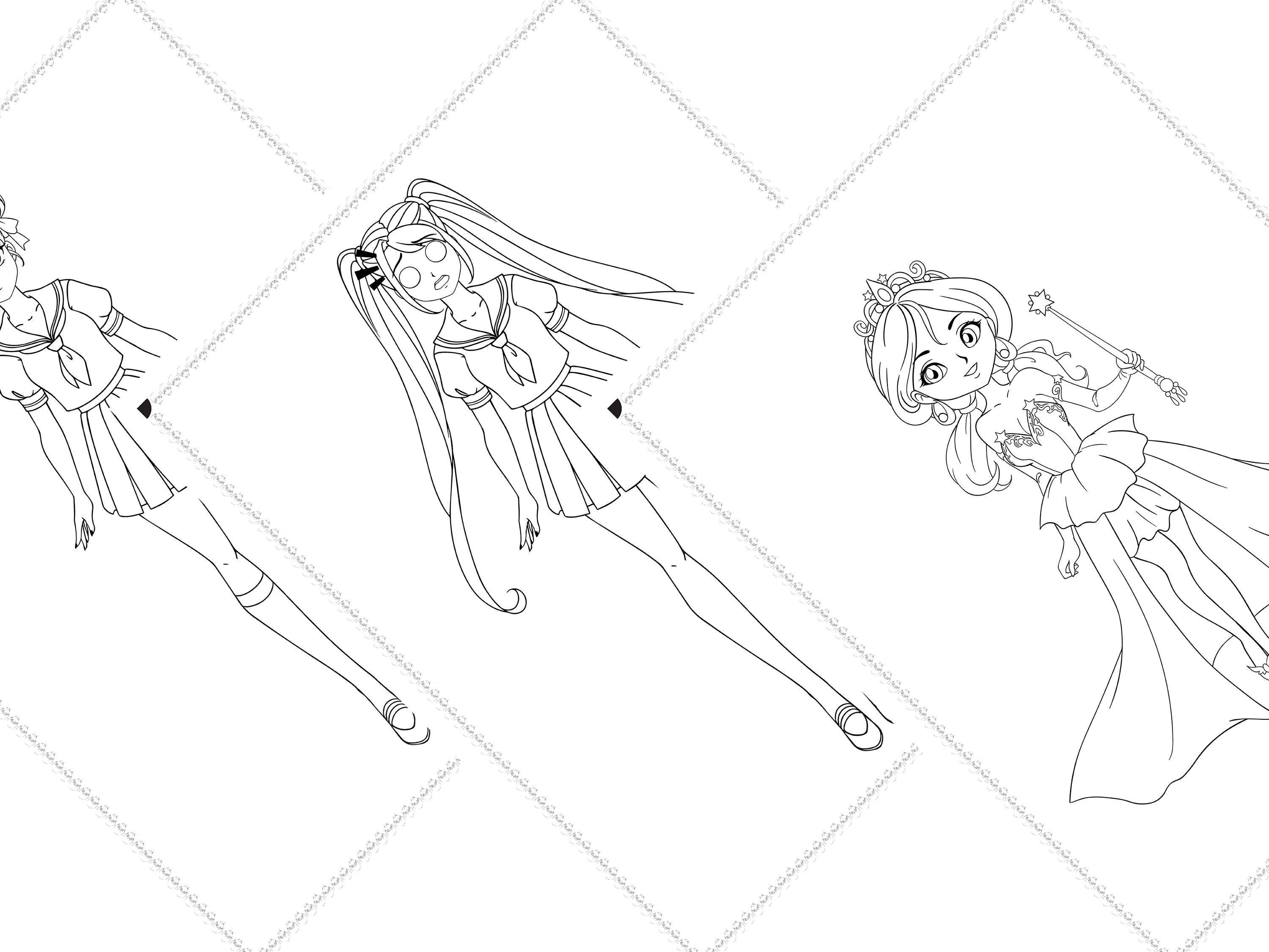 Full Anime Characters Coloring Book Girl Body Coloring Page | Etsy