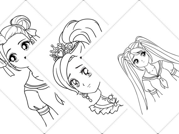 Anime Characters Coloring Book Face Art Coloring Page Svg Etsy