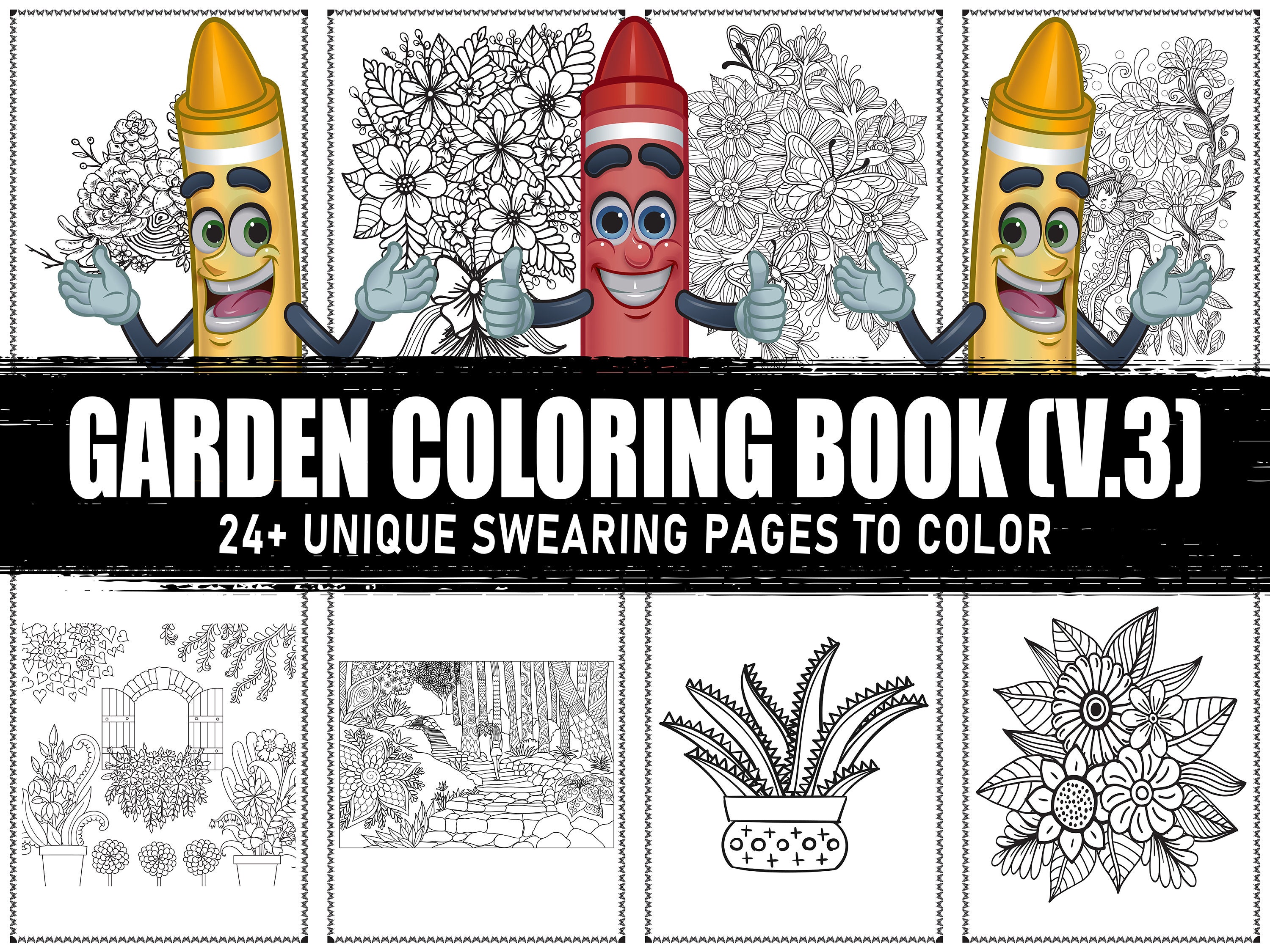 Download Garden Coloring Book Adult Coloring Pages Svg Flower Or Etsy