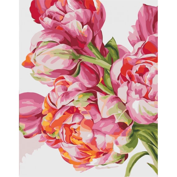 Floral Paint by numbers kits Painting kit by numbers peonies Etsy