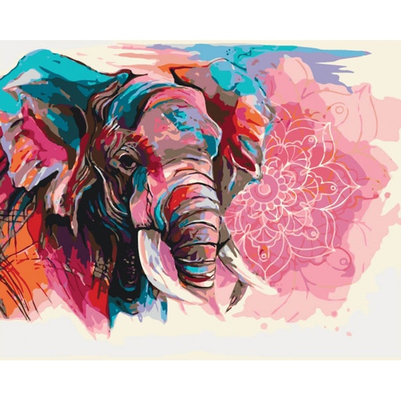 Elephant Paint by number kit Animal Elephant Sacred Animal Etsy