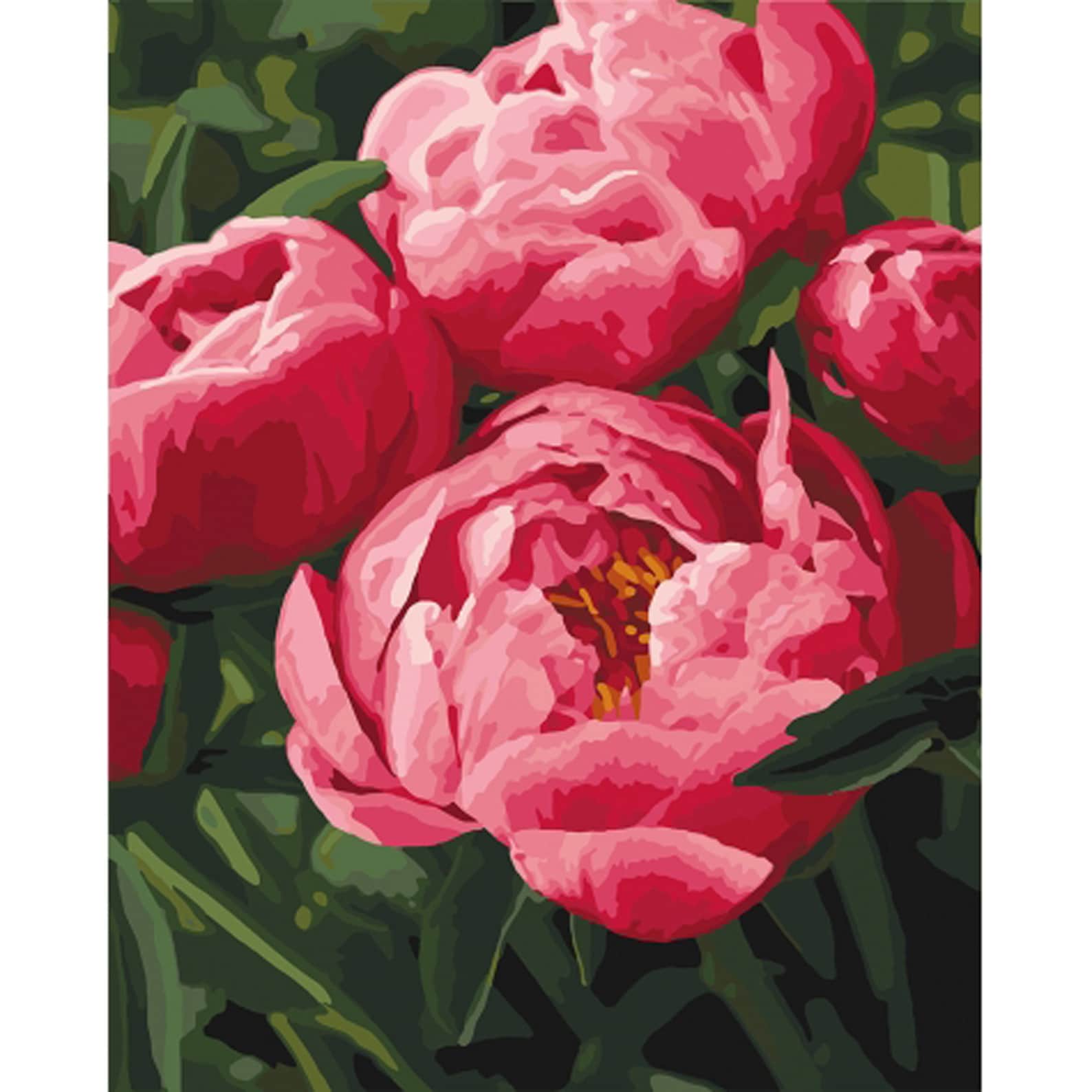 Floral Paint by number kit Adult Peony Painting kit Flowers Etsy
