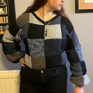 Suzette Patchwork Crochet Jumper - Crochet Pattern.