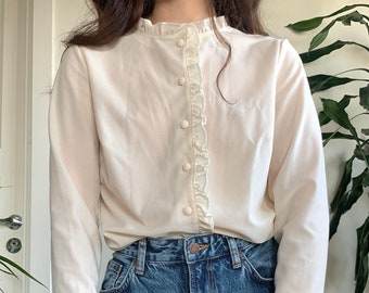 White Ruffle Blouse - Etsy