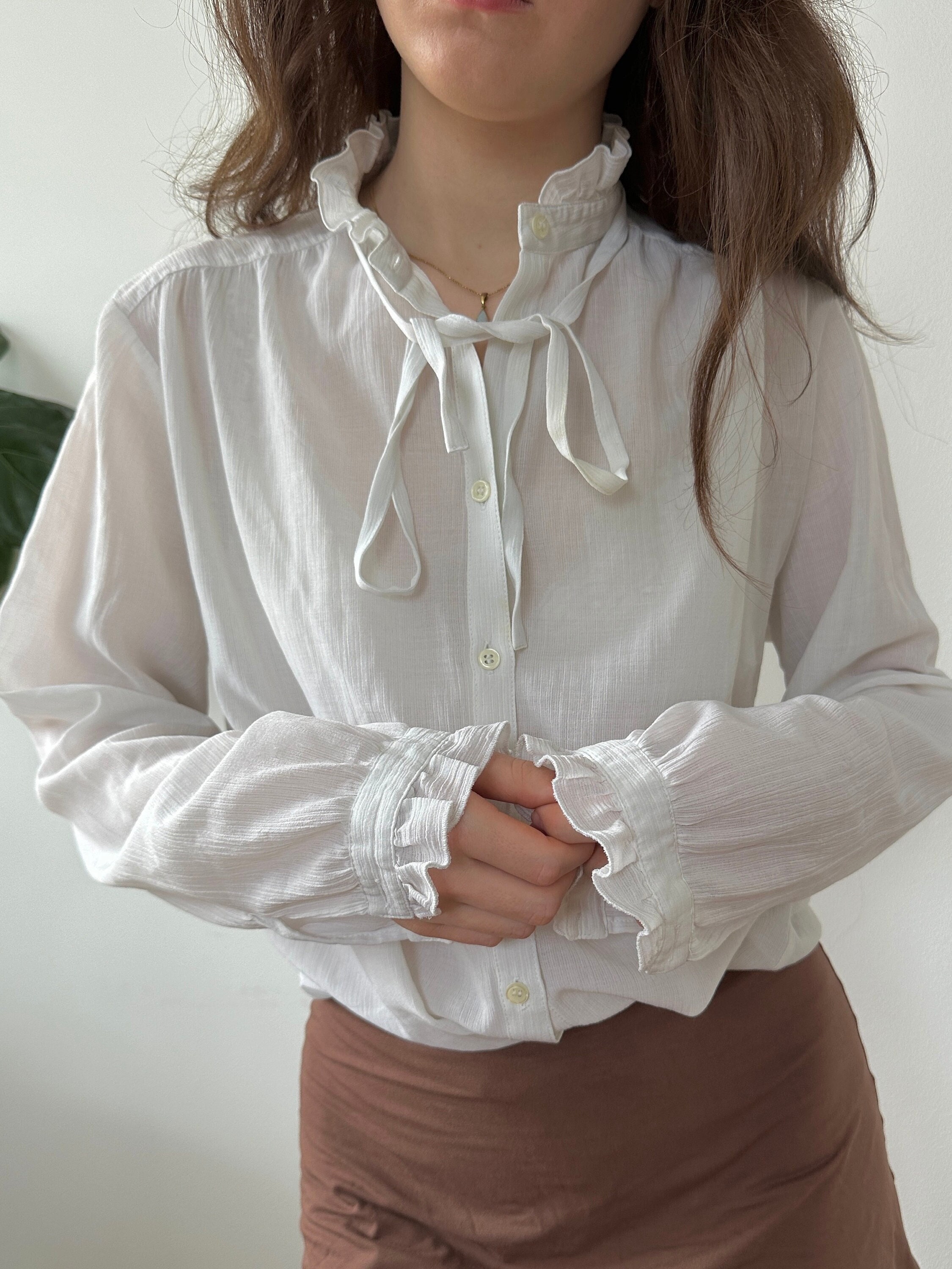 frilly white shirt womens