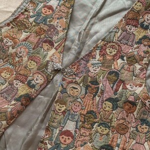 Vintage 90s colorful statement vest | Artsy face print teacher waistcoat | M/L