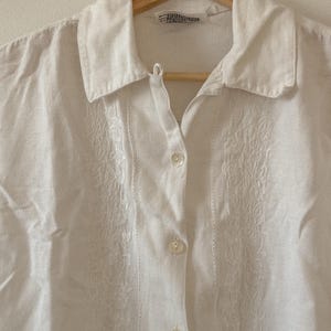 Vintage 60s embroidery blouse | Retro short sleeve Scandinavian blouse | S