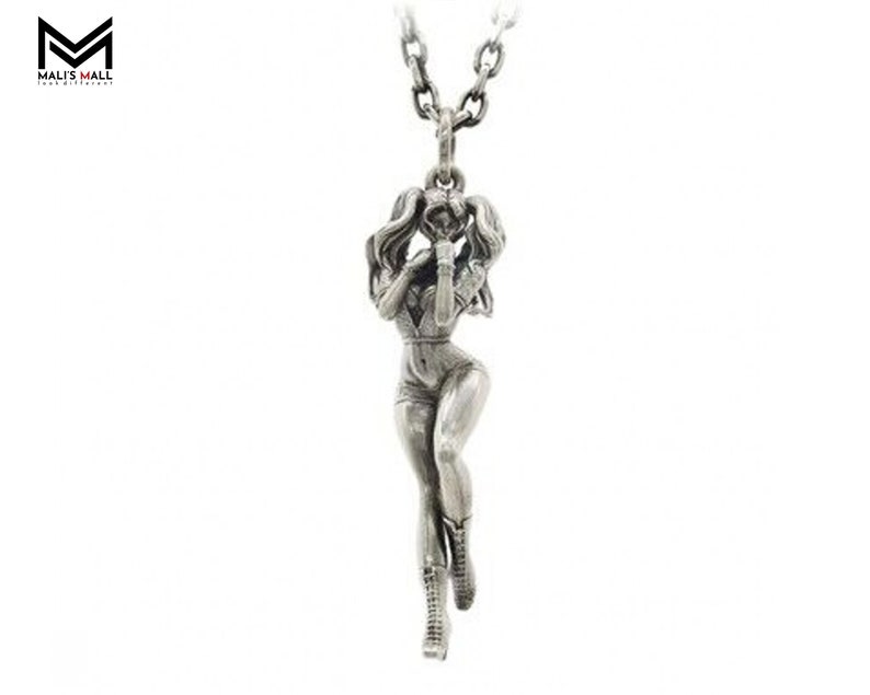 Sexy Girl Pendant Necklace S925 Silver Cute Naked Women Figure Pendant Erotic Necklace Cartoon