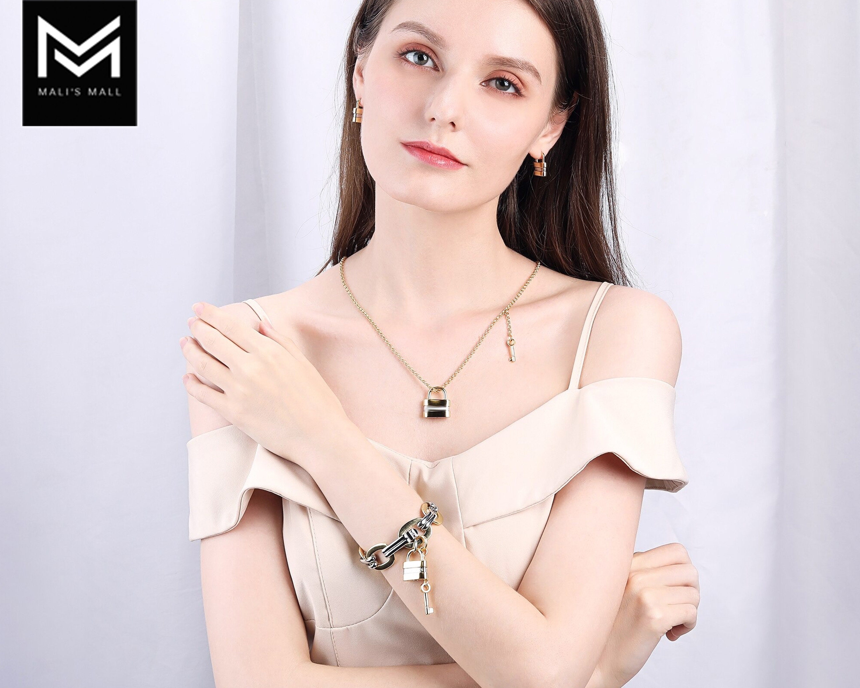 Padlock Girl Jewelry Set Lock Pendant with Thick Chain Etsy