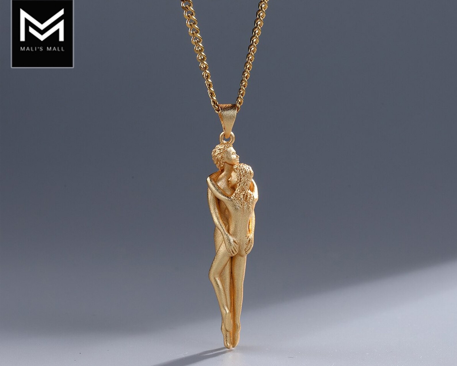 Lovers Couple Hugging Pendant Necklace Silver Gold and Etsy