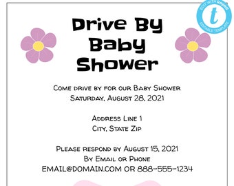 Plantilla de invitación de la ducha de la impulsión electrónica por la niña del bebé