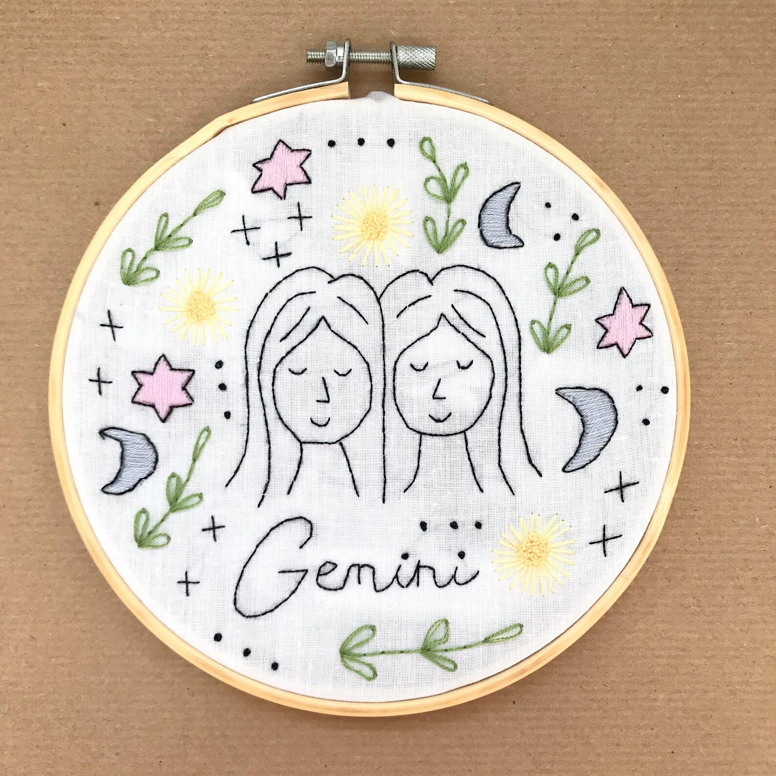 Gemini Zodiac Embroidery Pattern Digital Download PDF Etsy