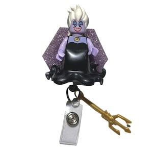 Ursula (Little Mermaid) LEGO Minifigure Badge Holder [Keychain, Ornament or Zipper Pull) Great gift for Nurses, Teachers, or Kids