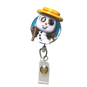 Porta credencial Disney Doorables® de Summer Olaf (Frozen™) [Carrete para credencial, llavero, adorno, tirador de cremallera] ¡Un regalo fantástico para enfermeras, profesores o niños!