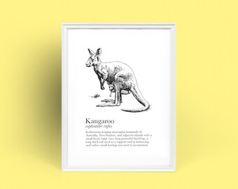 posters gifts poster Be Free prints gift print Animal wall art Kangaroo