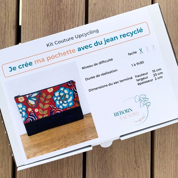 Kit Couture Upcycling Pochette, jean recyclé, niveau facile