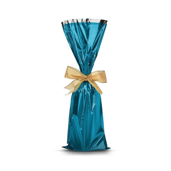MT Products Metallic Mylar Wine Gift Bags for Bottles - Pack of 25 (Ribbon not included)