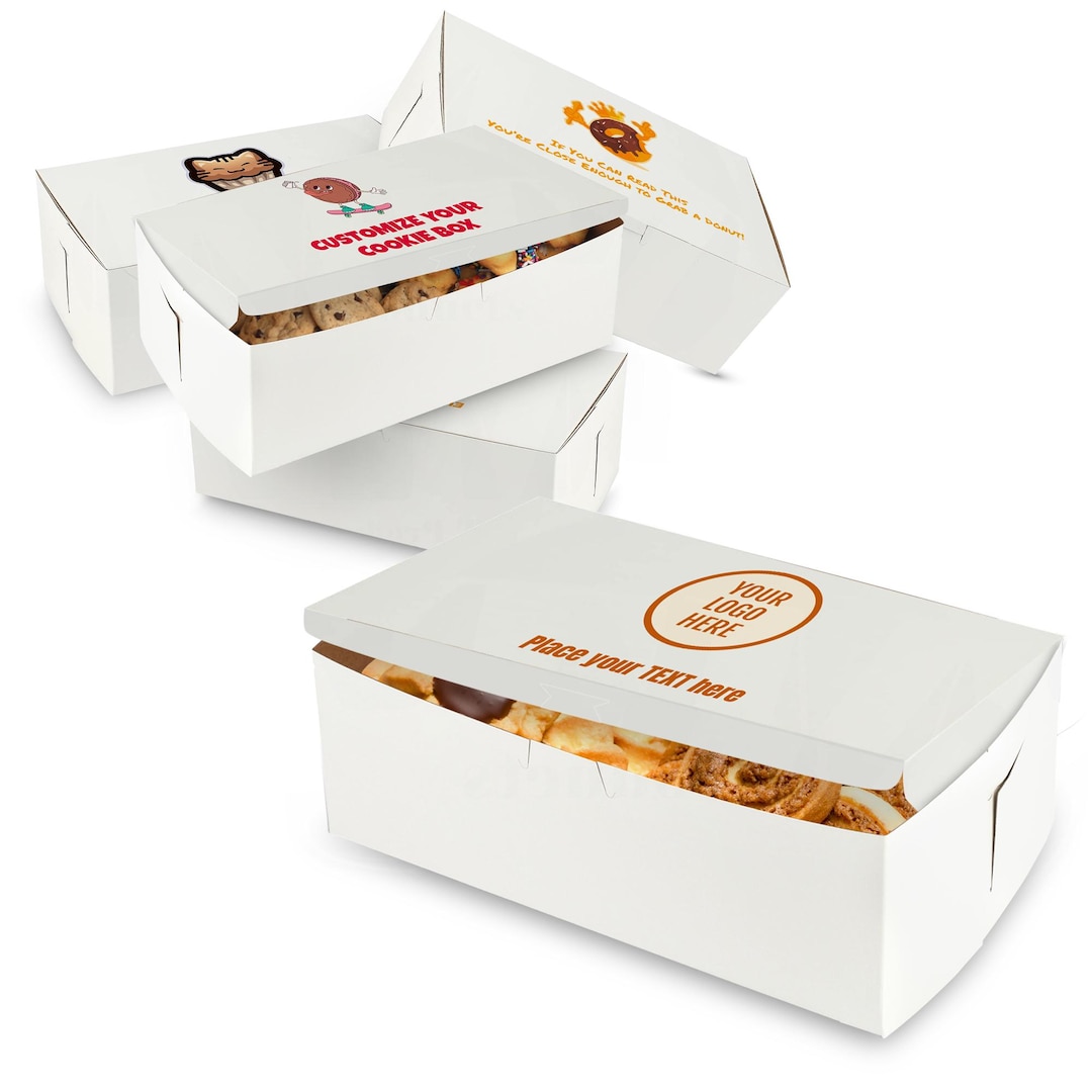 MT Products Custom Printed Bakery Boxes - 10" X 6" X 3 5" White Donut ...