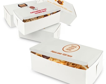 MT Products Custom Printed Bakery Boxes - 10" x 6" x 3 5" White Donut and Cupcake Boxes Printed with Logo - Made in USA