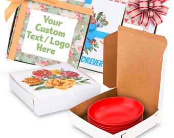 MT Products Custom Printed Gift Boxes - White Present Boxes with Logo (Pack of 5) - Made in the USA