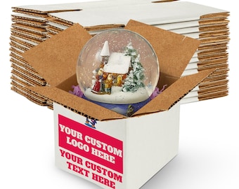 MT Products Custom Printed White Shipping Boxes 7" x 7" x 7" - Personalized Mailing Boxes and for Gifting
