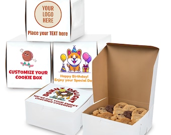 MT Products Custom Printed Bakery Boxes - 6" x 6" x 3" White Donut and Cupcake Boxes Printed with Logo