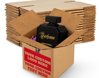 MT Products Custom Printed Kraft Cardboard Shipping Boxes 6" x 6" x 6" - Personalized Mailing Boxes and for Gifting