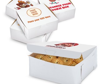 MT Products White Custom Printed Bakery Boxes - Cake, Cookie and Pie Boxes with Logo - Made in the