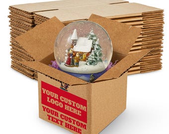 MT Products Custom Printed Kraft Cardboard Shipping Boxes 7" x 7" x 7" - Personalized Mailing Boxes and for Gifting