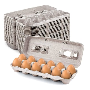 MT Products Blank Natural Pulp Paper Egg Cartons | Can Hold 12 Large Eggs  (Pack of 25) - Made in USA