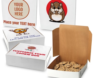 MT Products Custom Bakery Boxes - 9" x 9" x 3" White Customizable Printed Cake, Cookie and Pie Boxes with Logo - Made in the USA