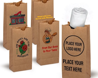 MT Products Custom Printed Brown Paper Bags 5lbs. - Personalized Disposable Paper Snack Bags - Made in USA