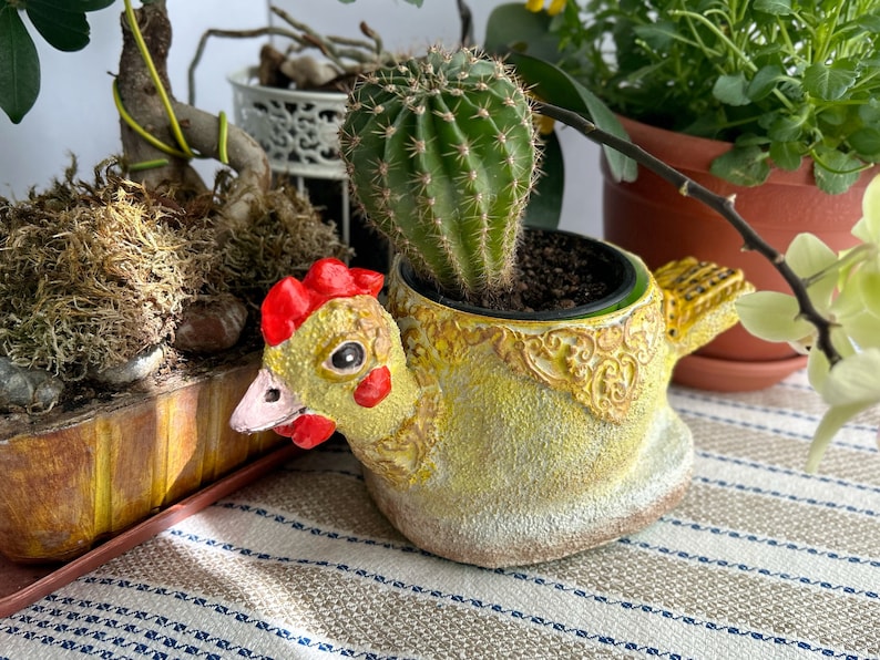 Handmade Chicken Flower Planter Pot - Sustainable and Eco-friendly - Etsy