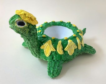 Maceta de tortuga marina hecha a mano para flores o hierbas suculentas / Maceta de animales ecológica única