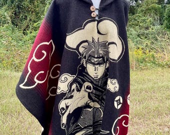 Handmade Alpaca Wool Poncho: Japanese Anime, Very soft and Warm.