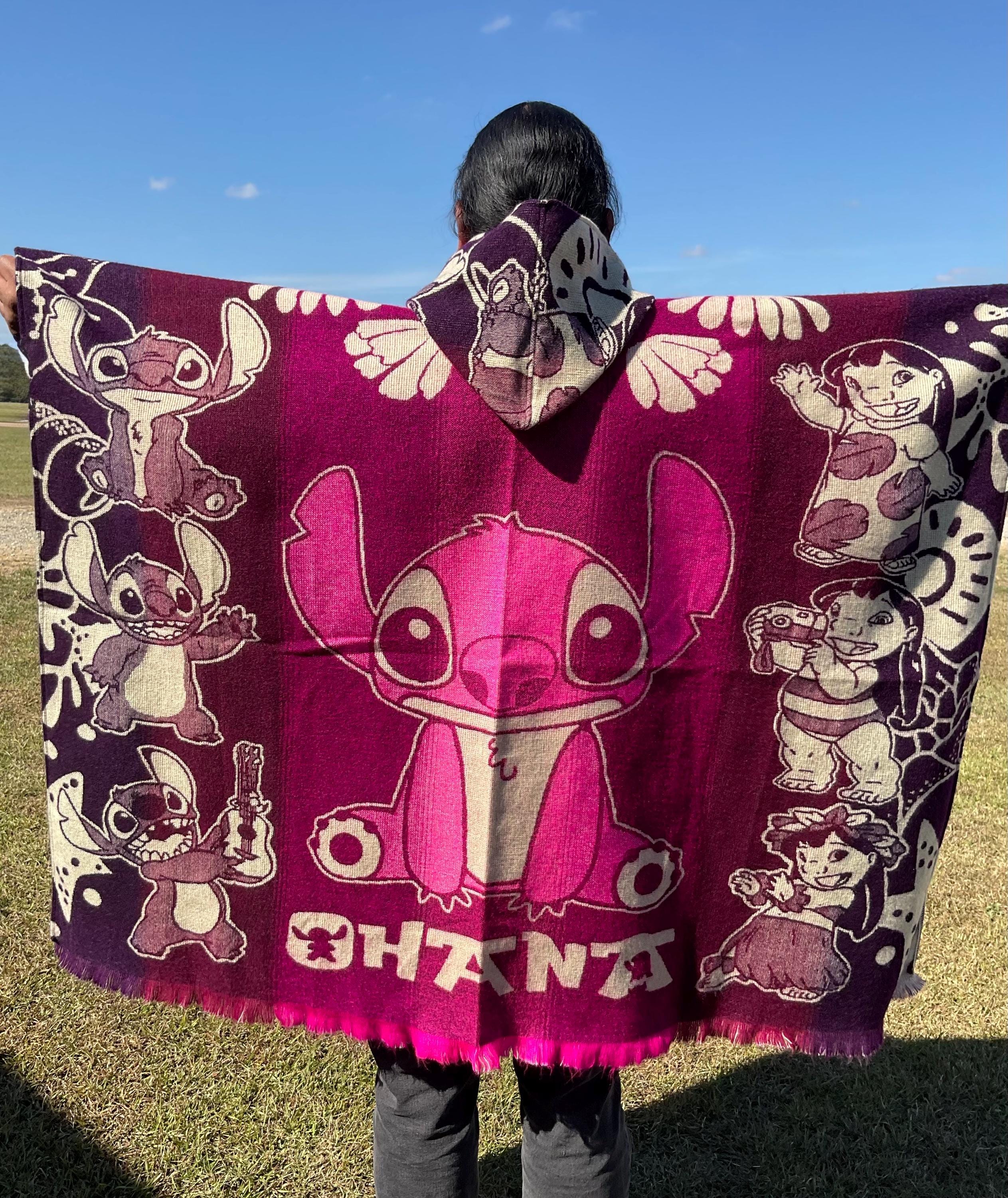 Anime Handmade Alpaca Wool Poncho Cape, Stitch, Design
