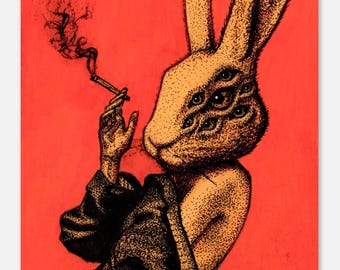 Surrealer Kunstdruck “blunt bunny” – Giclée Druck – einzigartige Wandkunst