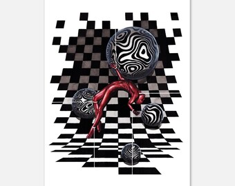 Surrealer Kunstdruck „torn into one“ – Giclée Druck – einzigartige Wandkunst
