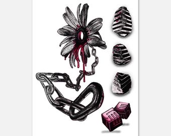 Symbolischer Kunstdruck “Chainflower” – Giclée Druck – einzigartige Wandkunst