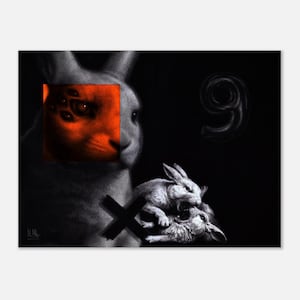 Düsterer Kunstdruck "six/nine" - Pointilismus Giclée Druck - einzigartige Wandkunst